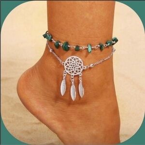 Boho ankle bracelet Dreamcatcher / feathers jewelry
